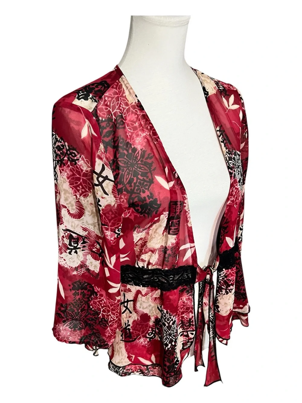 Dressbarn blouse petite xl floral tie front 
Polyester Kimono boho_3